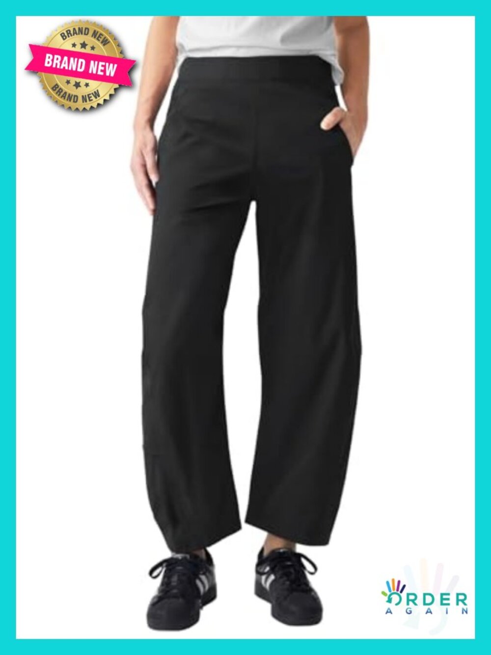 Lightweight Quick Dry Elastic Waist Ankle Barrel Pants with Pockets